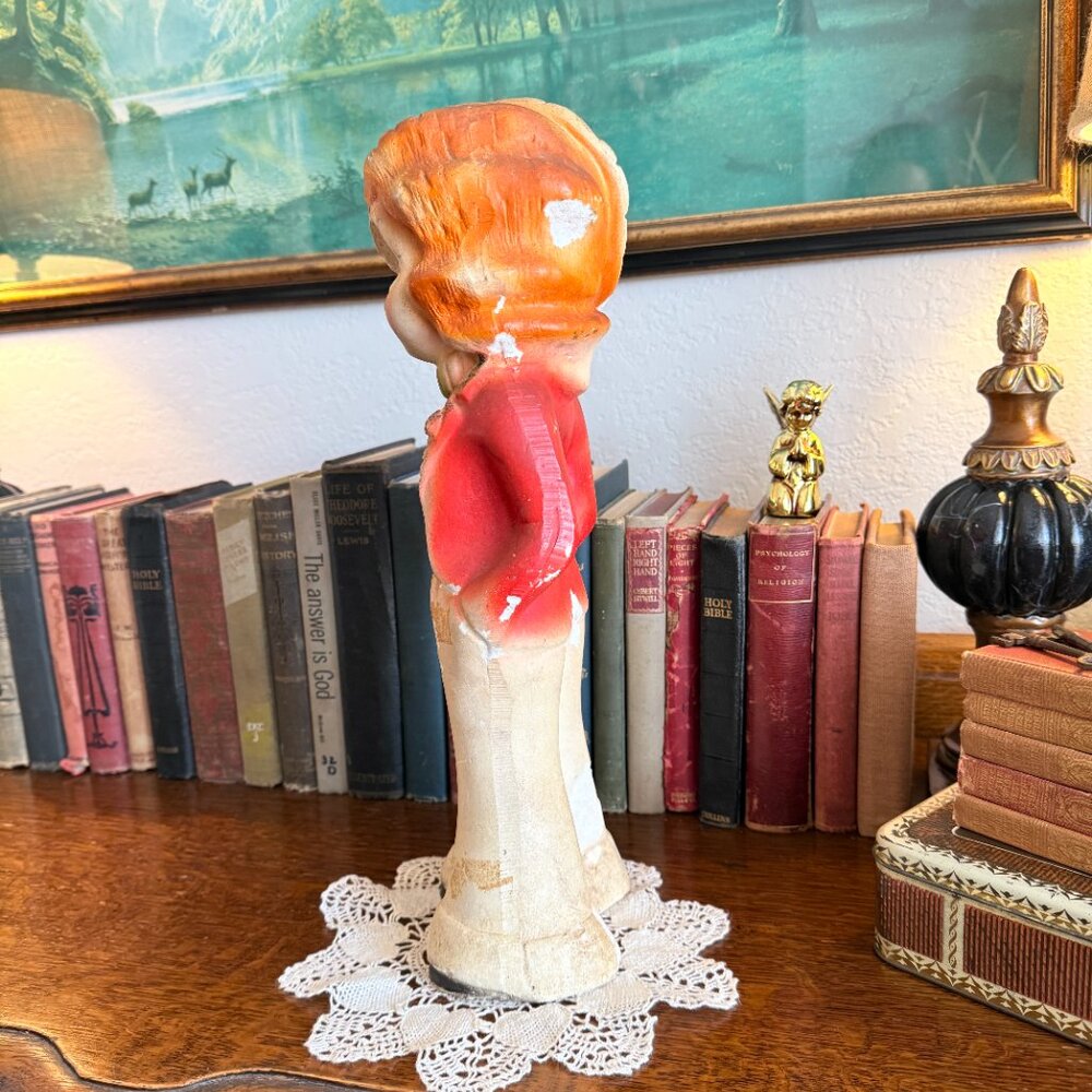 1930s Large Chalkware Carnival Prize Young girl with hat statue - Picture 8 of 17